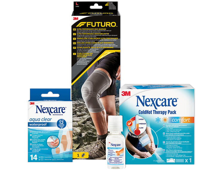 Produktbild diverser FUTURO™ und Nexcare™ Produkte: FUTURO™ und Nexcare™ Produkte